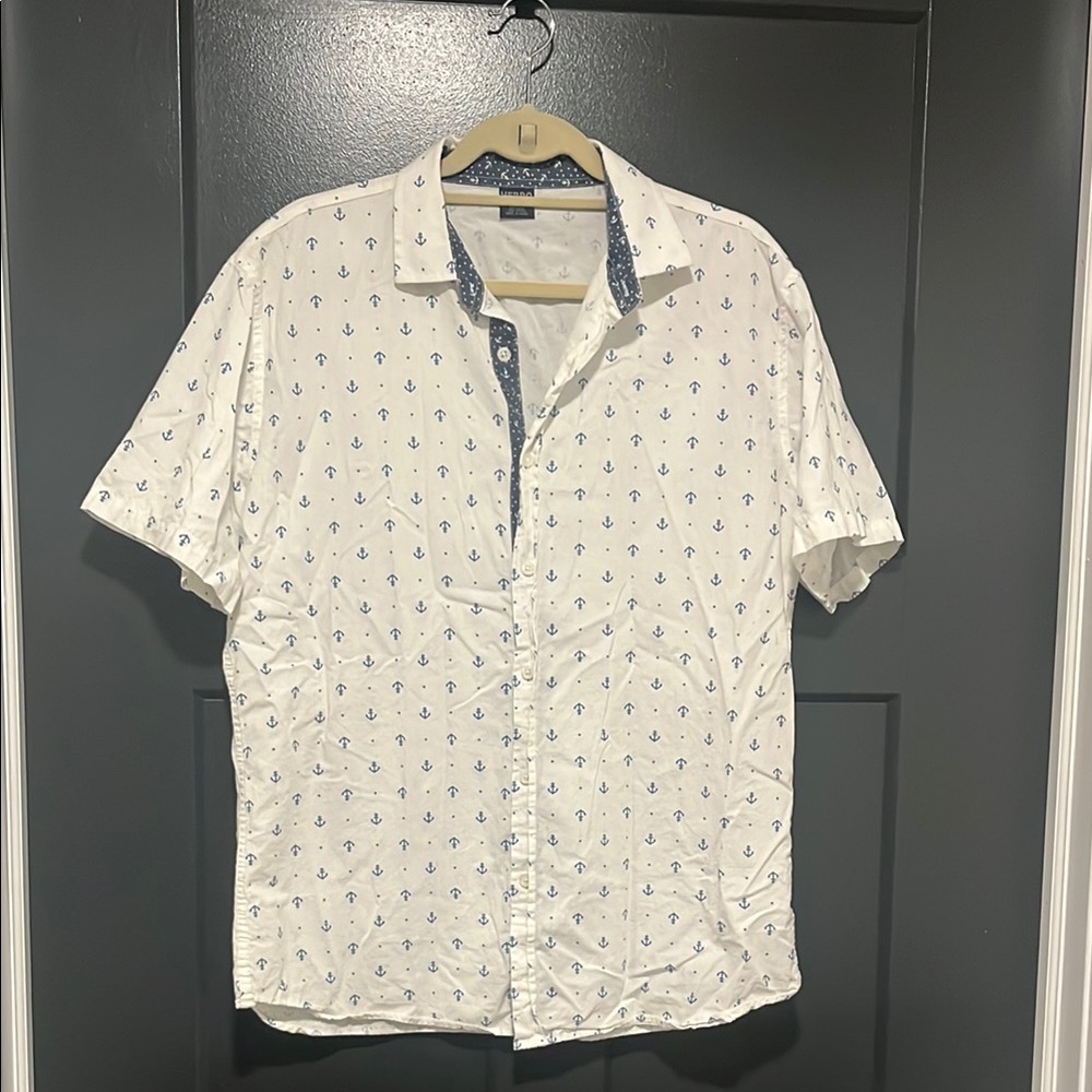 White Anchor Print Men's Shirt